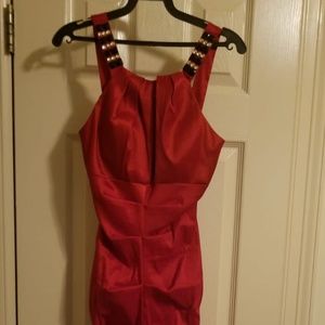 Lond red dress
